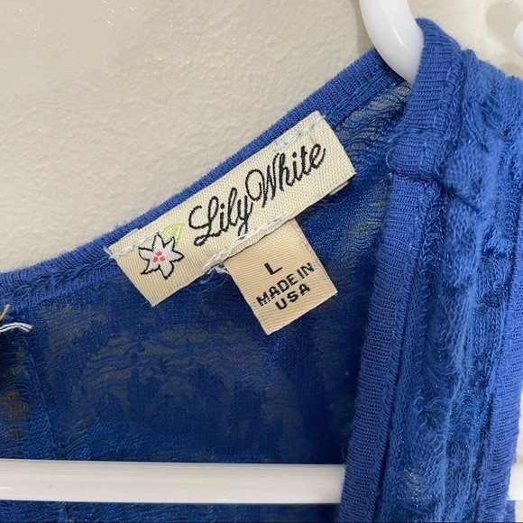 Lily White Royal Blue Open Back Lace Tank Top Size L - Picture 4 of 8